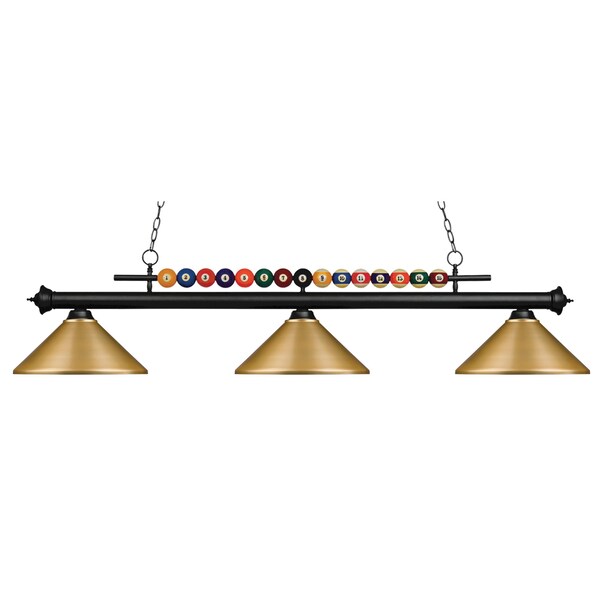 Z-Lite Shark 3 Light Billiard Light, Matte Black & Satin Gold 170MB-MSG - main
